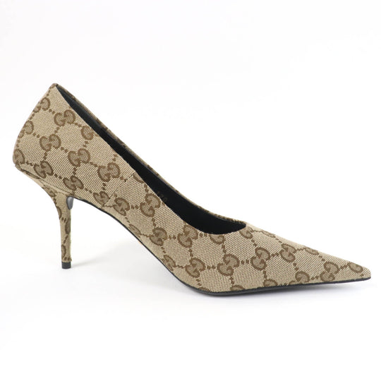 GUCCI pumps 676603 Main: GG canvas Brown type Women 36 Used Authentic