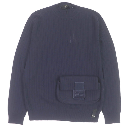 FENDI sweater FZX104 Main: 100% wool Navy mens 50 Used Authentic