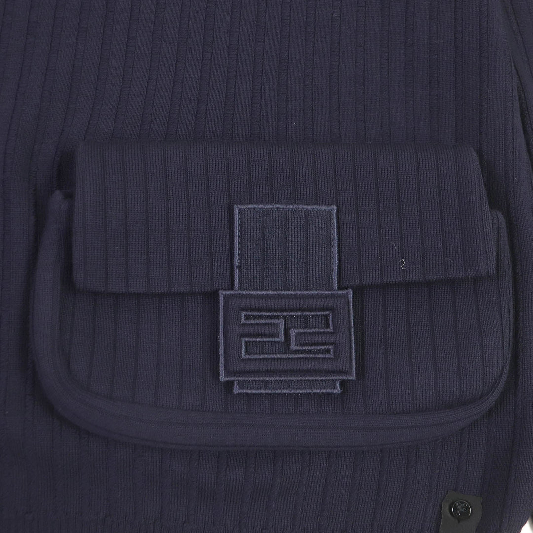 FENDI sweater FZX104 Main: 100% wool Navy mens 50 Used Authentic