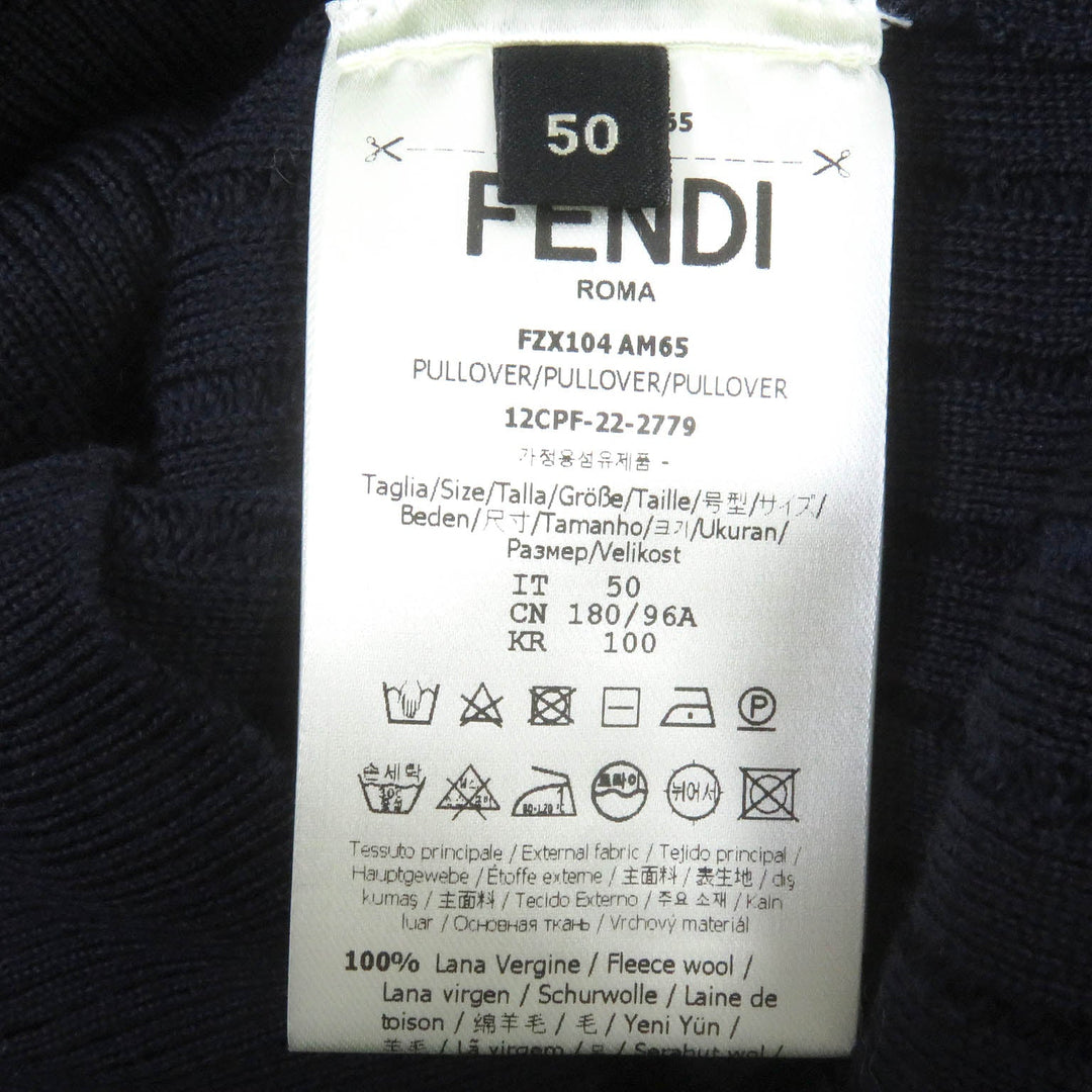 FENDI sweater FZX104 Main: 100% wool Navy mens 50 Used Authentic