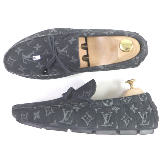 LOUIS VUITTON Flat shoes Main: Monogram denim Indigo blue LV Driver Line mens 6 1/2 Used Authentic