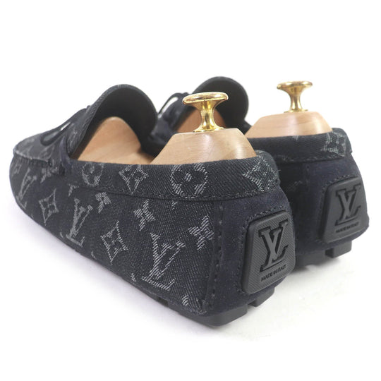 LOUIS VUITTON Flat shoes Main: Monogram denim Indigo blue LV Driver Line mens 6 1/2 Used Authentic