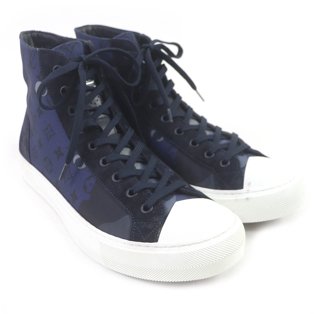 LOUIS VUITTON High cut sneakers Main: suede leather, Main: canvas Navy Tattoo line mens 7 Used Authentic