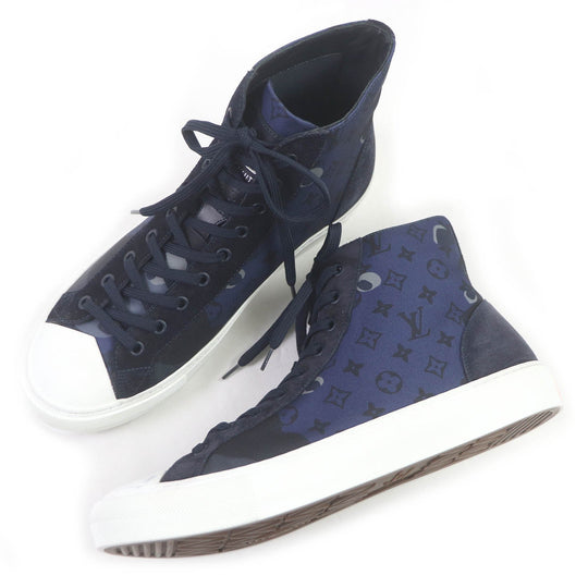LOUIS VUITTON High cut sneakers Main: suede leather, Main: canvas Navy Tattoo line mens 7 Used Authentic