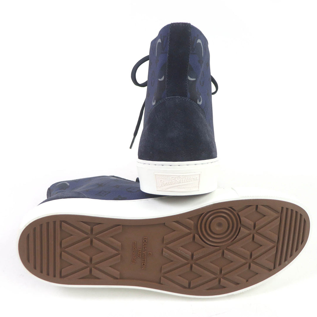LOUIS VUITTON High cut sneakers Main: suede leather, Main: canvas Navy Tattoo line mens 7 Used Authentic