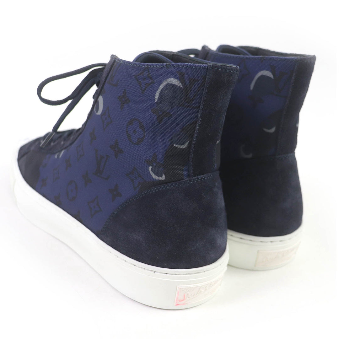 LOUIS VUITTON High cut sneakers Main: suede leather, Main: canvas Navy Tattoo line mens 7 Used Authentic