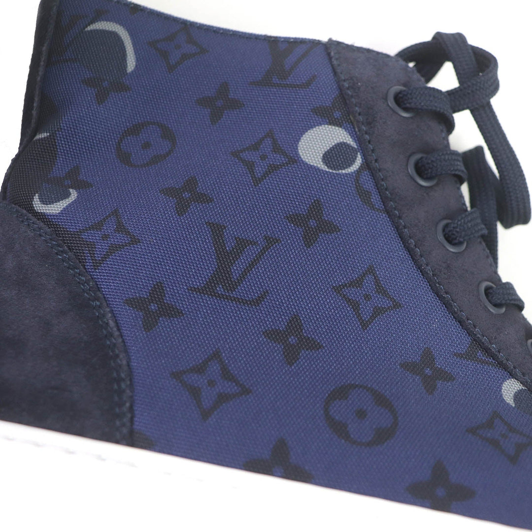 LOUIS VUITTON High cut sneakers Main: suede leather, Main: canvas Navy Tattoo line mens 7 Used Authentic