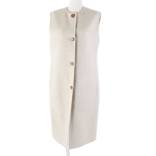 HERMES Vest 3H0191DB Main: 100% cashmere light beige Women 38 Used Authentic