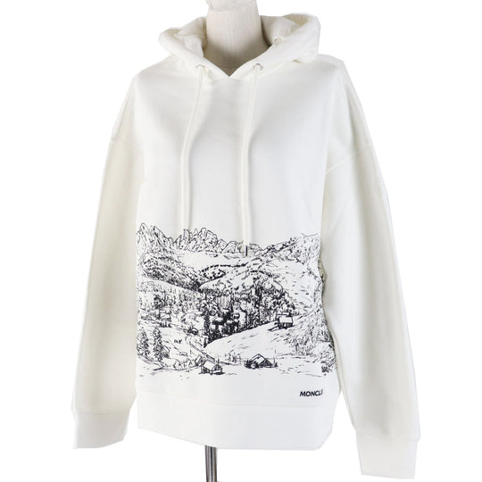 MONCLER Hoodie Main: 100% cotton, Part: 100% cotton, Part: 100% nylon, Part: 100% cotton, Part: 100% rayon White black HOODIE Women S Used Authentic