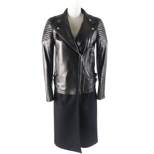 GIVENCHY Leather coat Main: Sheepskin, Part: 100% wool, Filling: 100% polyester, Lining: 100% rayon black Women 36 Used Authentic