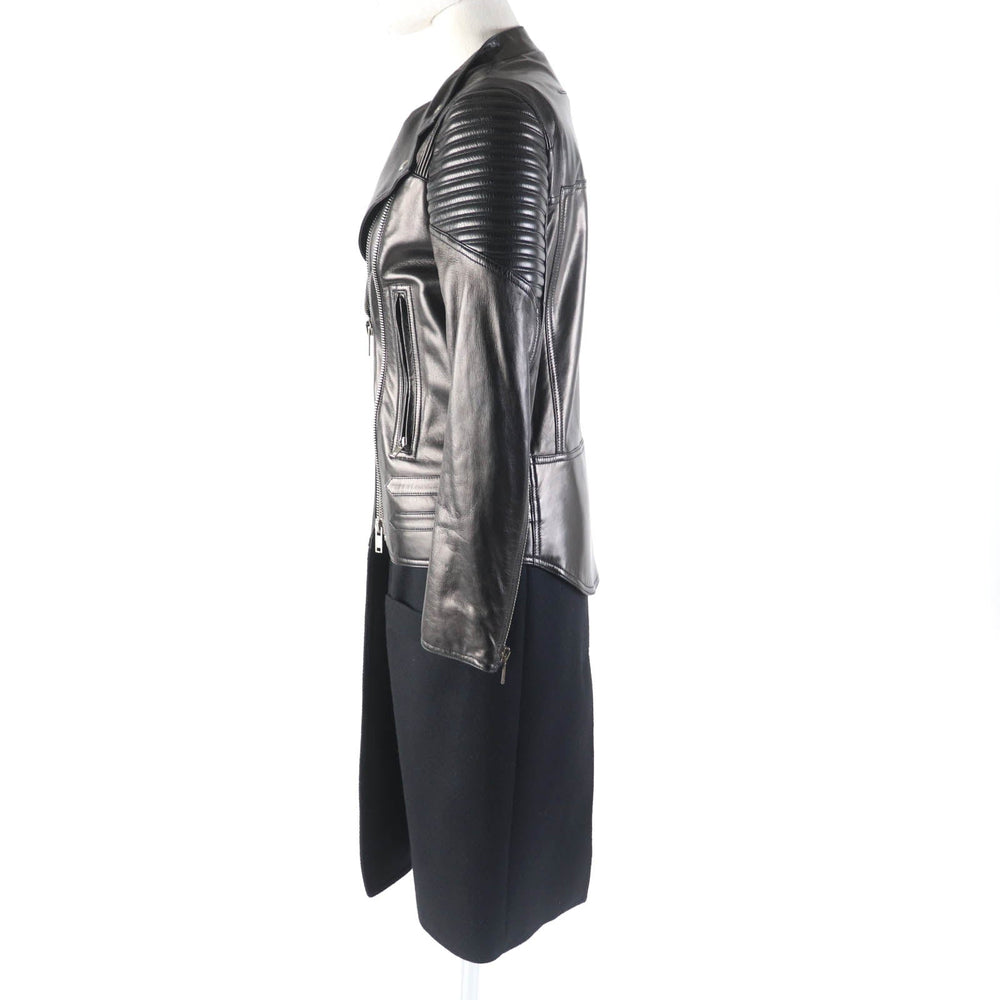 GIVENCHY Leather coat Main: Sheepskin, Part: 100% wool, Filling: 100% polyester, Lining: 100% rayon black Women 36 Used Authentic