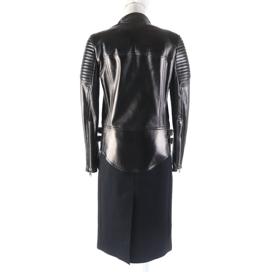 GIVENCHY Leather coat Main: Sheepskin, Part: 100% wool, Filling: 100% polyester, Lining: 100% rayon black Women 36 Used Authentic