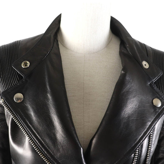GIVENCHY Leather coat Main: Sheepskin, Part: 100% wool, Filling: 100% polyester, Lining: 100% rayon black Women 36 Used Authentic