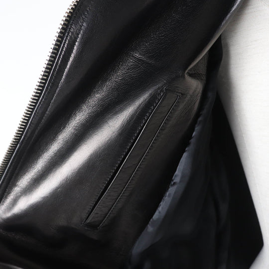 GIVENCHY Leather coat Main: Sheepskin, Part: 100% wool, Filling: 100% polyester, Lining: 100% rayon black Women 36 Used Authentic