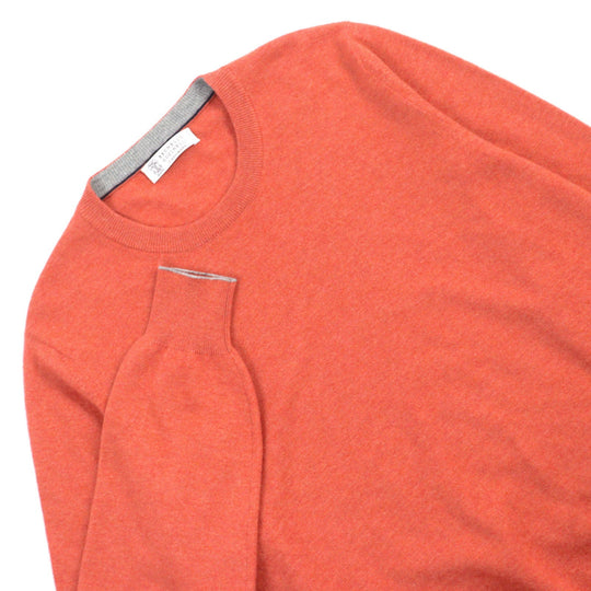 Brunello Cucinelli knit CV341 cashmere Orange mens 50 Used Authentic