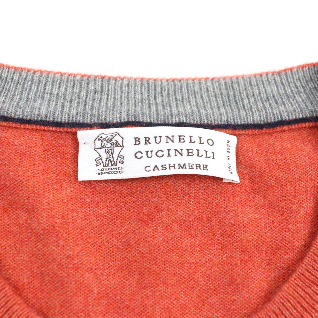 Brunello Cucinelli knit CV341 cashmere Orange mens 50 Used Authentic