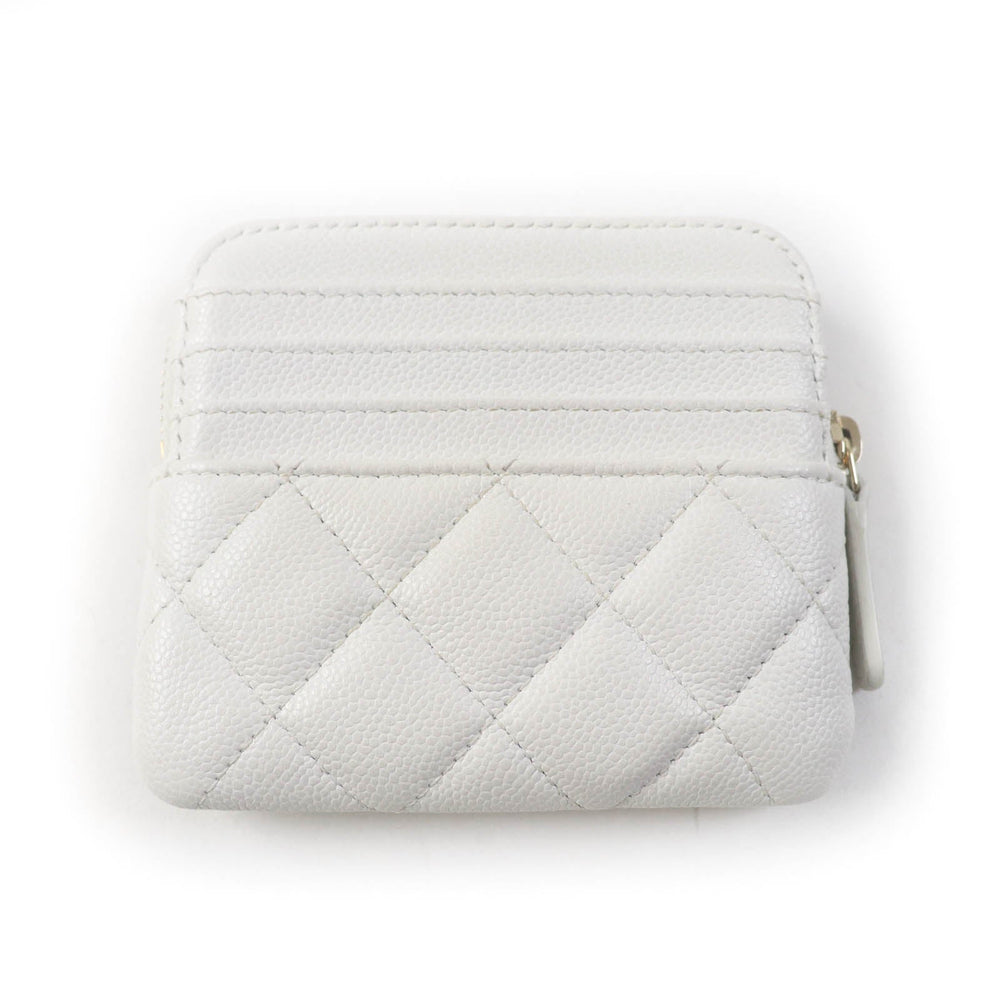 CHANEL Coin case AP2061 Main: Caviar skin white Classic zip coin purse Women Used Authentic