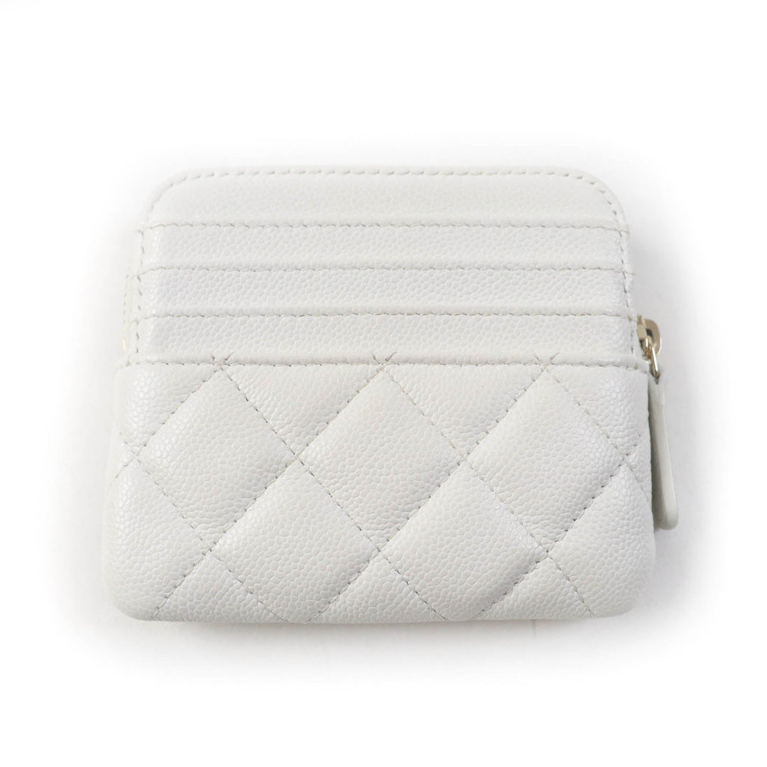 CHANEL Coin case AP2061 Main: Caviar skin white Classic zip coin purse Women Used Authentic