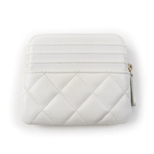 CHANEL Coin case AP2061 Main: Caviar skin white Classic zip coin purse Women Used Authentic
