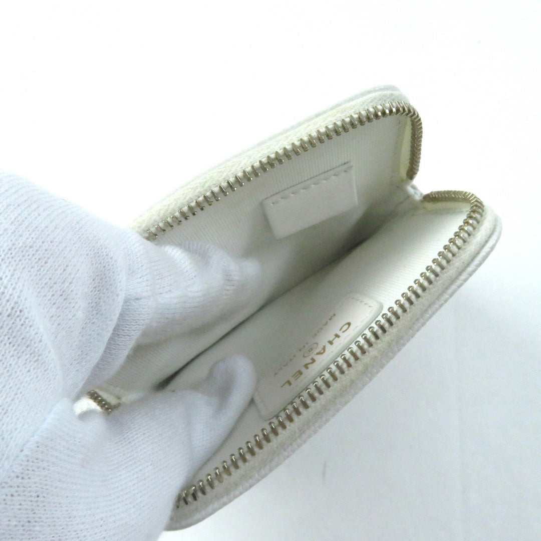 CHANEL Coin case AP2061 Main: Caviar skin white Classic zip coin purse Women Used Authentic