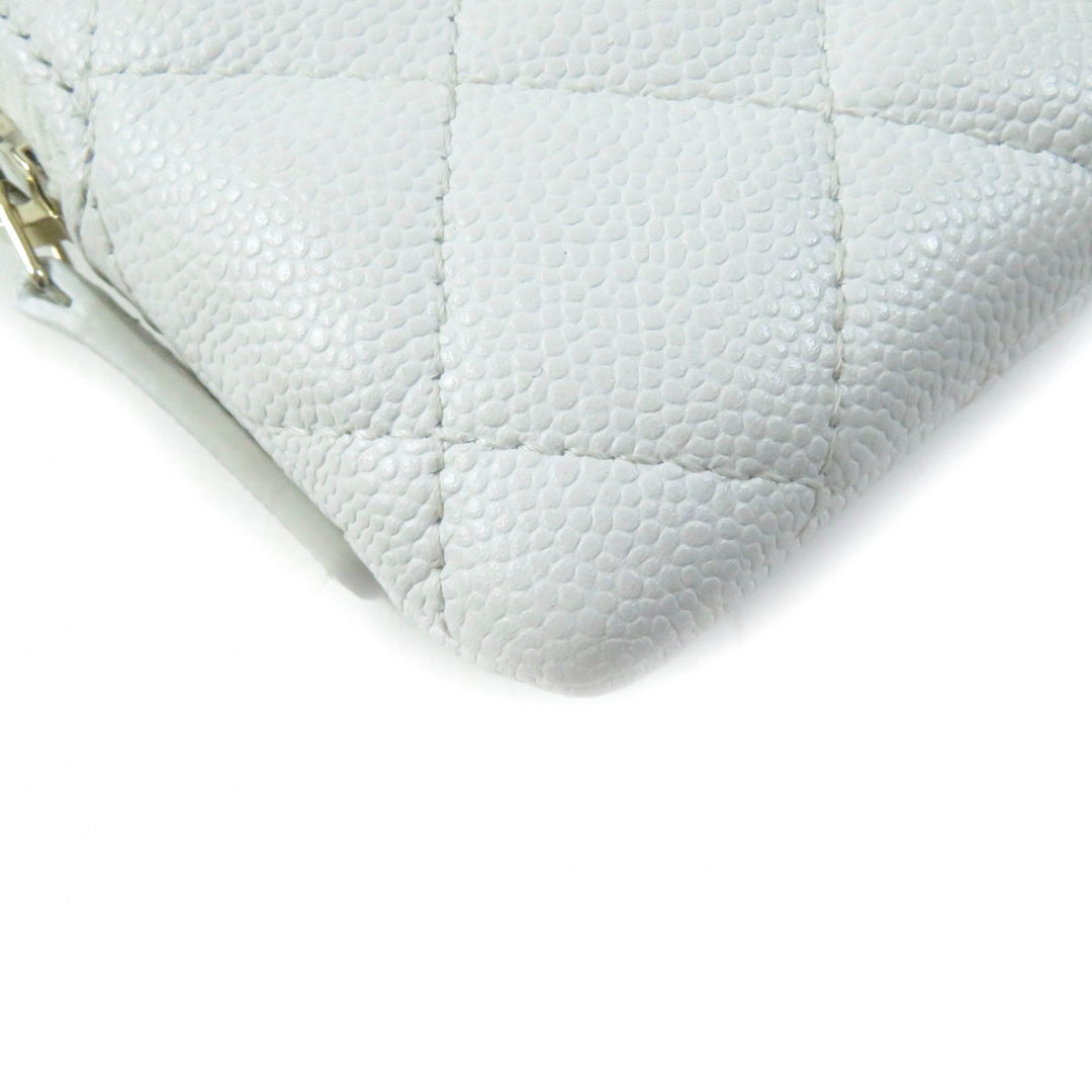 CHANEL Coin case AP2061 Main: Caviar skin white Classic zip coin purse Women Used Authentic