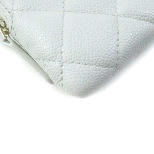 CHANEL Coin case AP2061 Main: Caviar skin white Classic zip coin purse Women Used Authentic