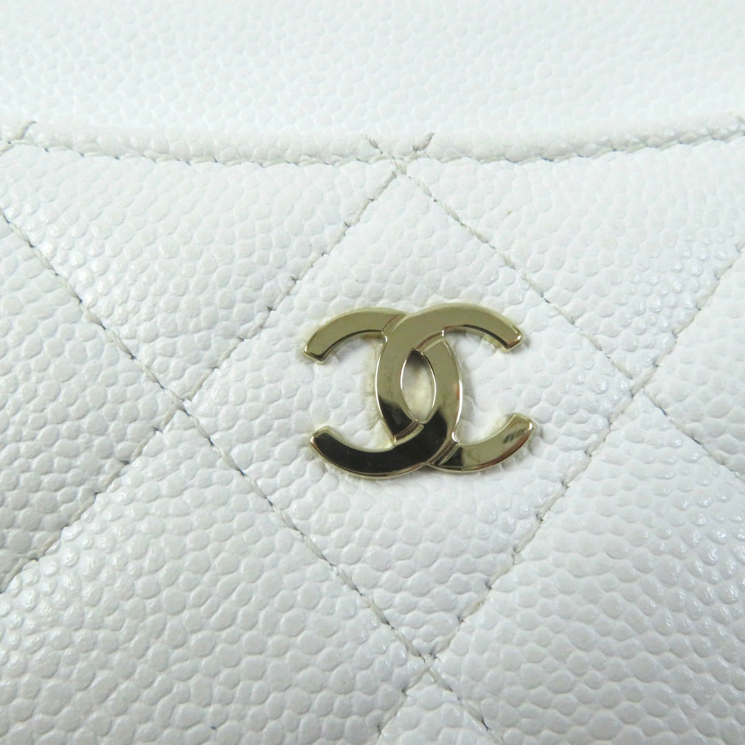 CHANEL Coin case AP2061 Main: Caviar skin white Classic zip coin purse Women Used Authentic