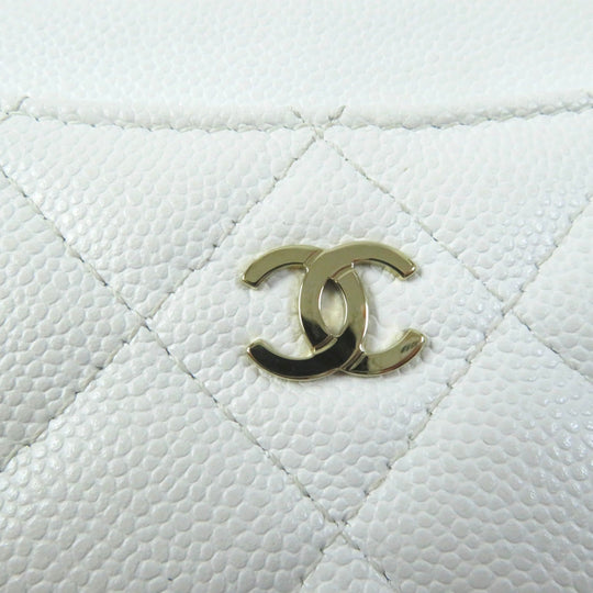 CHANEL Coin case AP2061 Main: Caviar skin white Classic zip coin purse Women Used Authentic