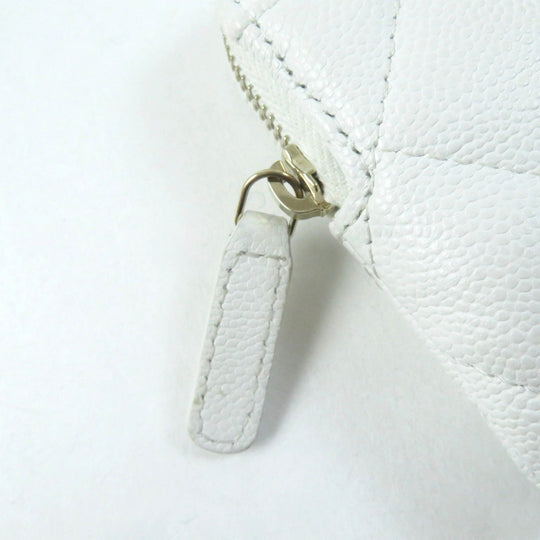 CHANEL Coin case AP2061 Main: Caviar skin white Classic zip coin purse Women Used Authentic