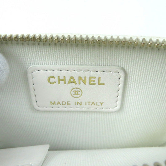 CHANEL Coin case AP2061 Main: Caviar skin white Classic zip coin purse Women Used Authentic