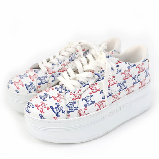 CELINE sneakers 348573872 Main: Leather white wedge Women 38 Used Authentic