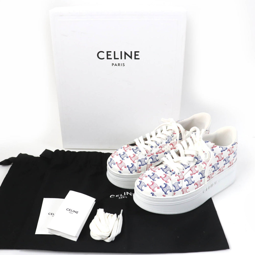 CELINE sneakers 348573872 Main: Leather white wedge Women 38 Used Authentic