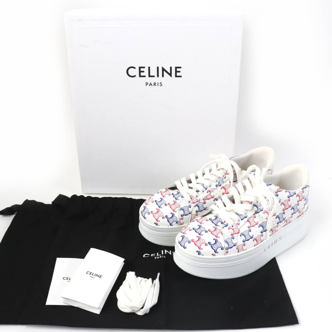 CELINE sneakers 348573872 Main: Leather white wedge Women 38 Used Authentic