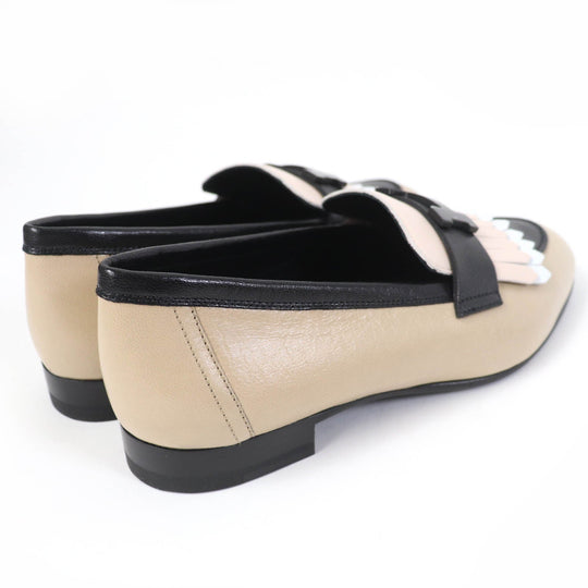 HERMES loafers Main: Leather Beige black Women 35 1/2 Used Authentic