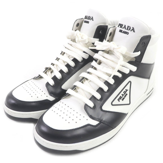 PRADA High cut sneakers 2TE182 Main: Leather White black mens 10 Used Authentic