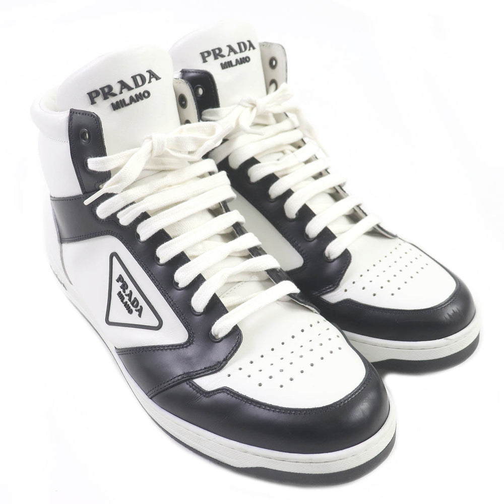 PRADA High cut sneakers 2TE182 Main: Leather White black mens 10 Used Authentic