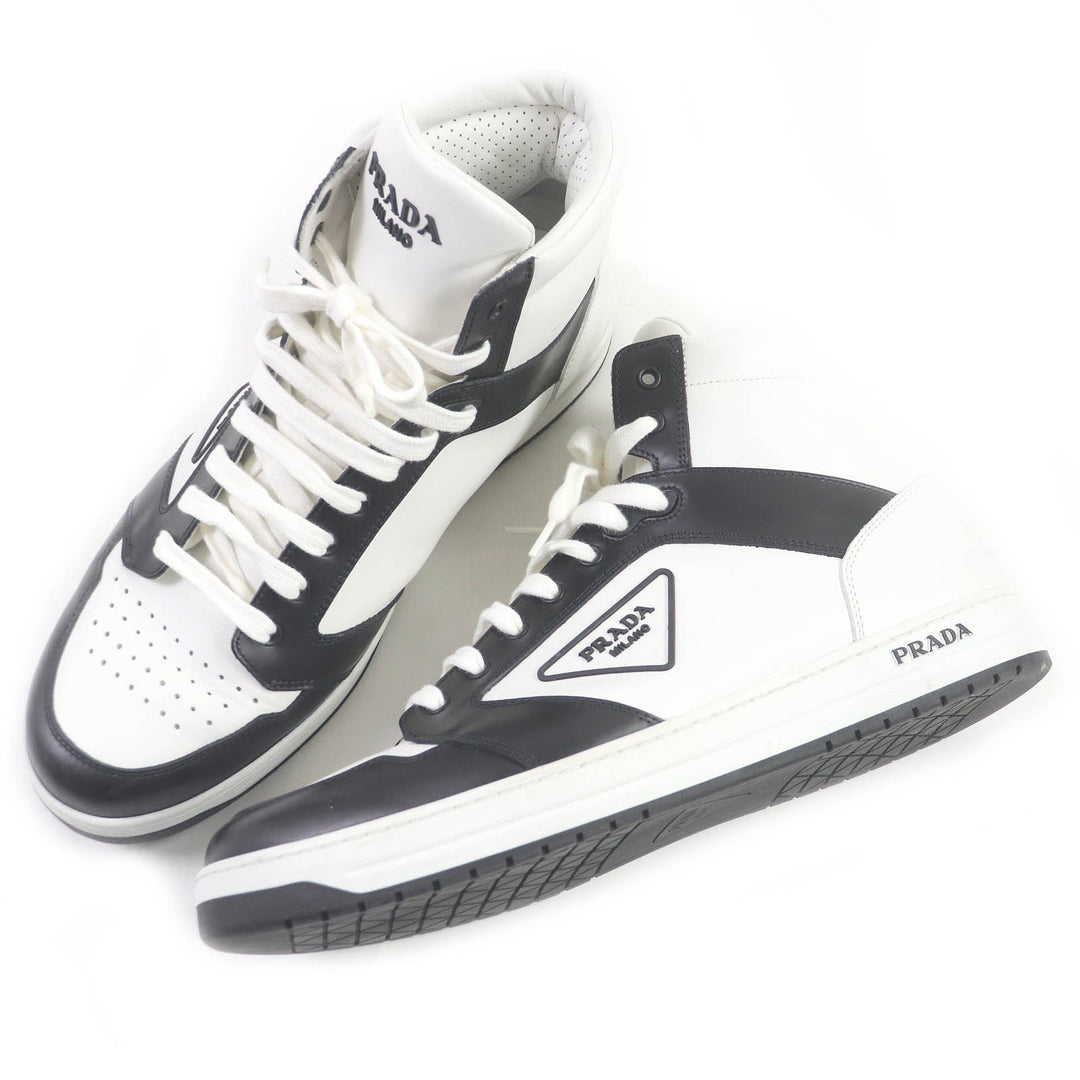 PRADA High cut sneakers 2TE182 Main: Leather White black mens 10 Used Authentic