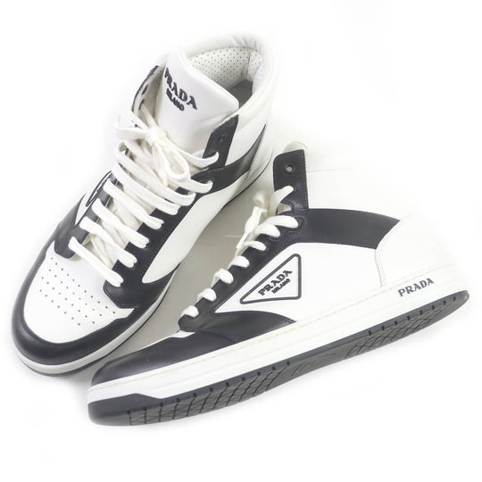 PRADA High cut sneakers 2TE182 Main: Leather White black mens 10 Used Authentic