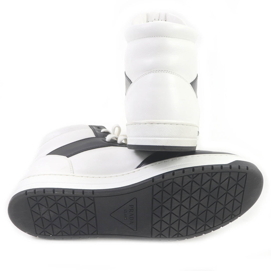 PRADA High cut sneakers 2TE182 Main: Leather White black mens 10 Used Authentic