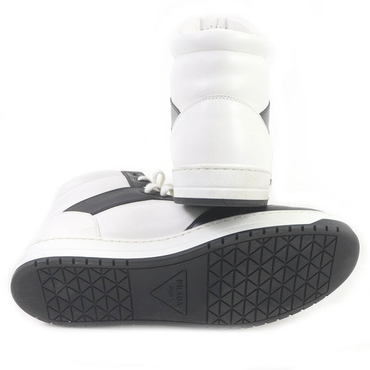PRADA High cut sneakers 2TE182 Main: Leather White black mens 10 Used Authentic