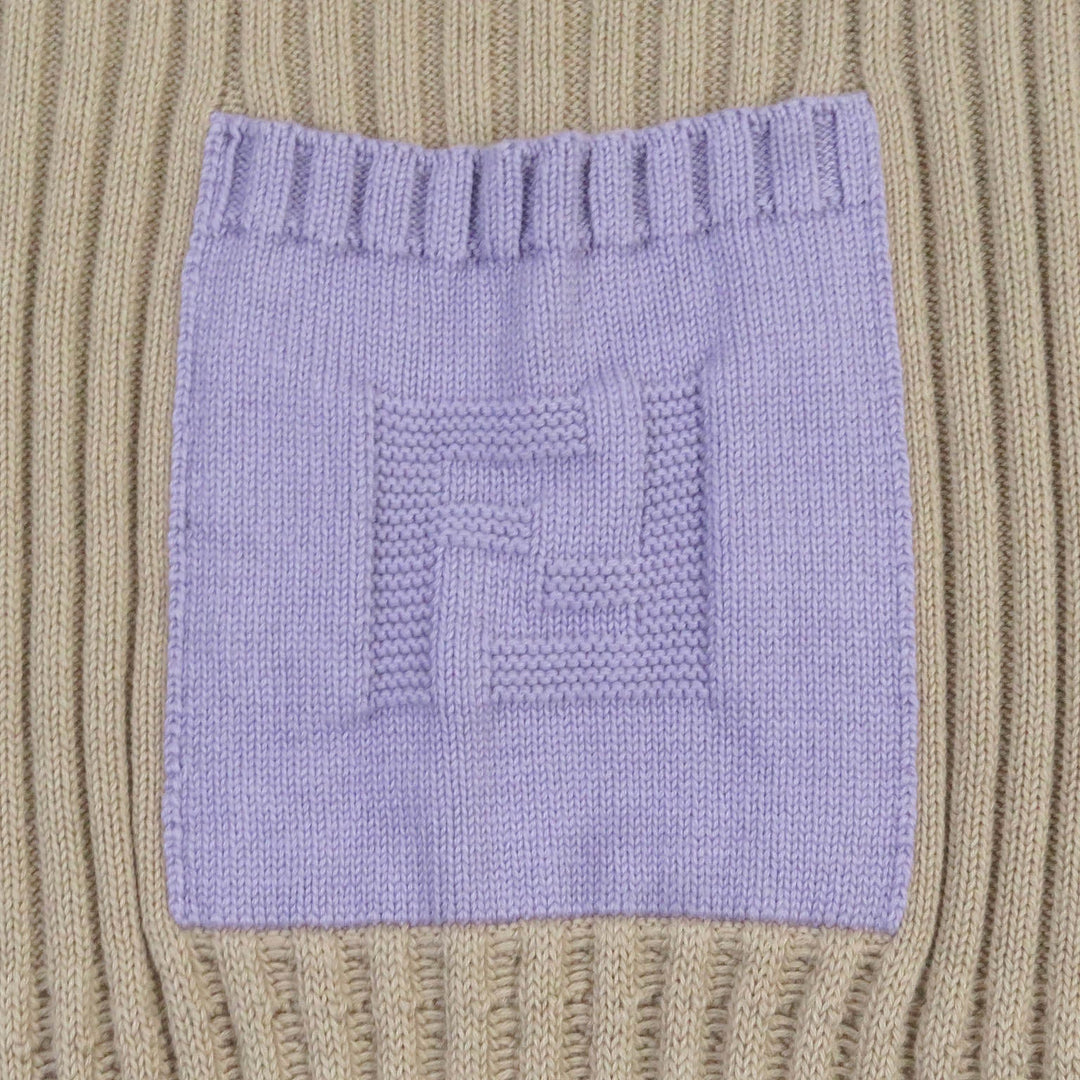 FENDI sweater FZX016 Main: 85% cotton, Main: 15% cashmere beige mens 48 Used Authentic