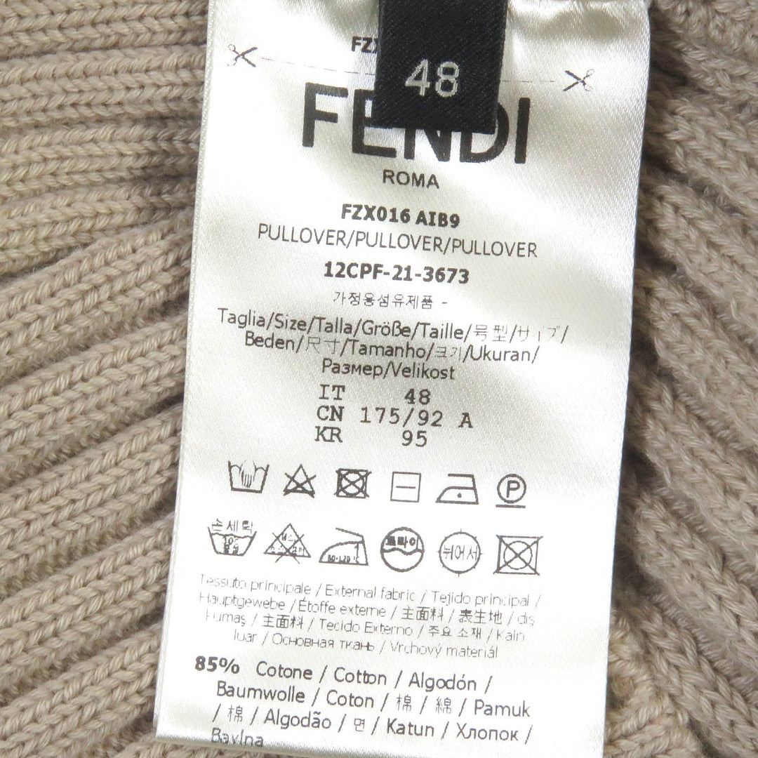 FENDI sweater FZX016 Main: 85% cotton, Main: 15% cashmere beige mens 48 Used Authentic