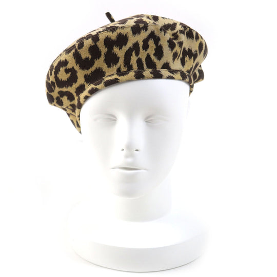 Christian Dior beret 14LEO910I134 Outer: 46% polyester, Outer: 46% cotton, Outer: 8% polyurethane, Lining: 100% cotton, Part: 46% cotton Beige dark brown Women 57 Used Authentic