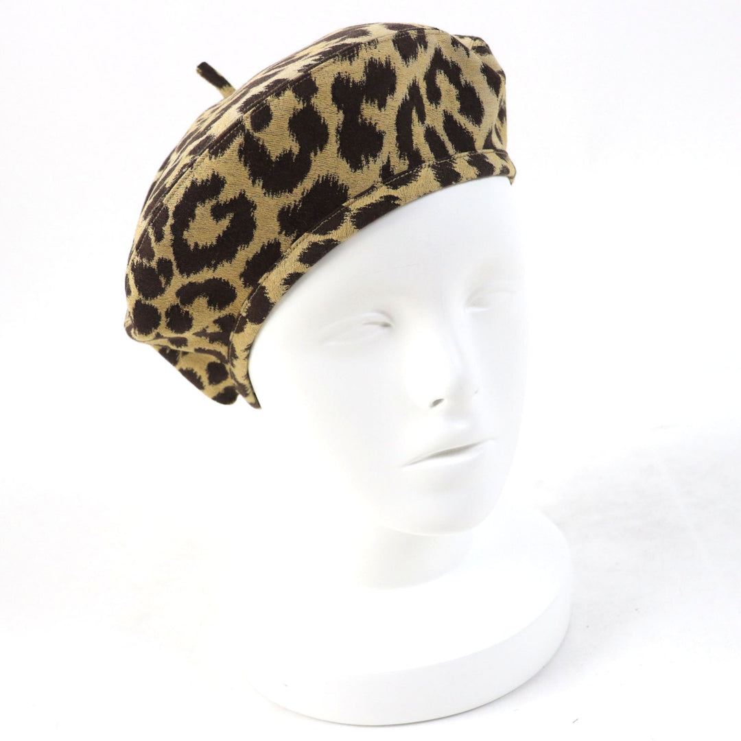 Christian Dior beret 14LEO910I134 Outer: 46% polyester, Outer: 46% cotton, Outer: 8% polyurethane, Lining: 100% cotton, Part: 46% cotton Beige dark brown Women 57 Used Authentic