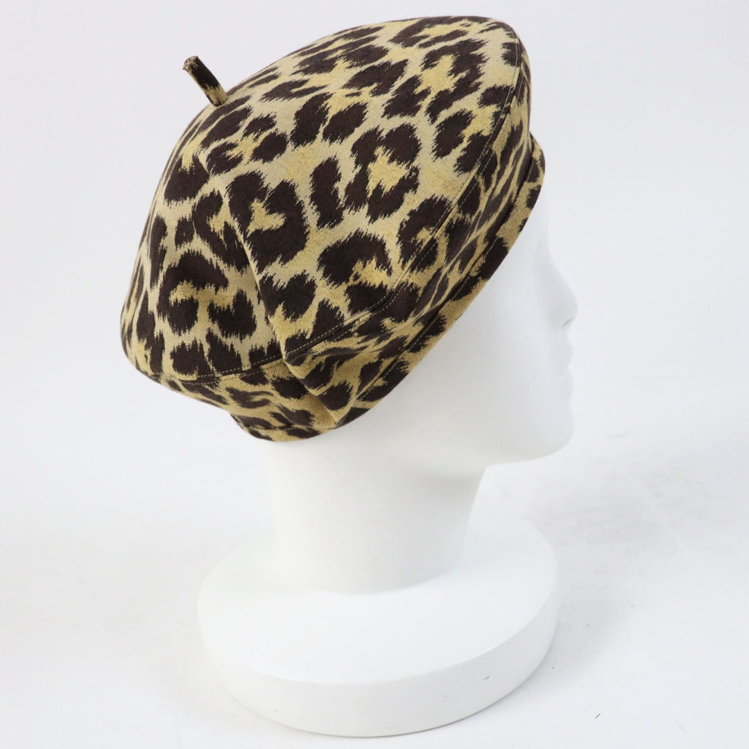 Christian Dior beret 14LEO910I134 Outer: 46% polyester, Outer: 46% cotton, Outer: 8% polyurethane, Lining: 100% cotton, Part: 46% cotton Beige dark brown Women 57 Used Authentic