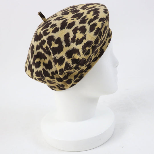 Christian Dior beret 14LEO910I134 Outer: 46% polyester, Outer: 46% cotton, Outer: 8% polyurethane, Lining: 100% cotton, Part: 46% cotton Beige dark brown Women 57 Used Authentic