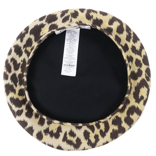 Christian Dior beret 14LEO910I134 Outer: 46% polyester, Outer: 46% cotton, Outer: 8% polyurethane, Lining: 100% cotton, Part: 46% cotton Beige dark brown Women 57 Used Authentic