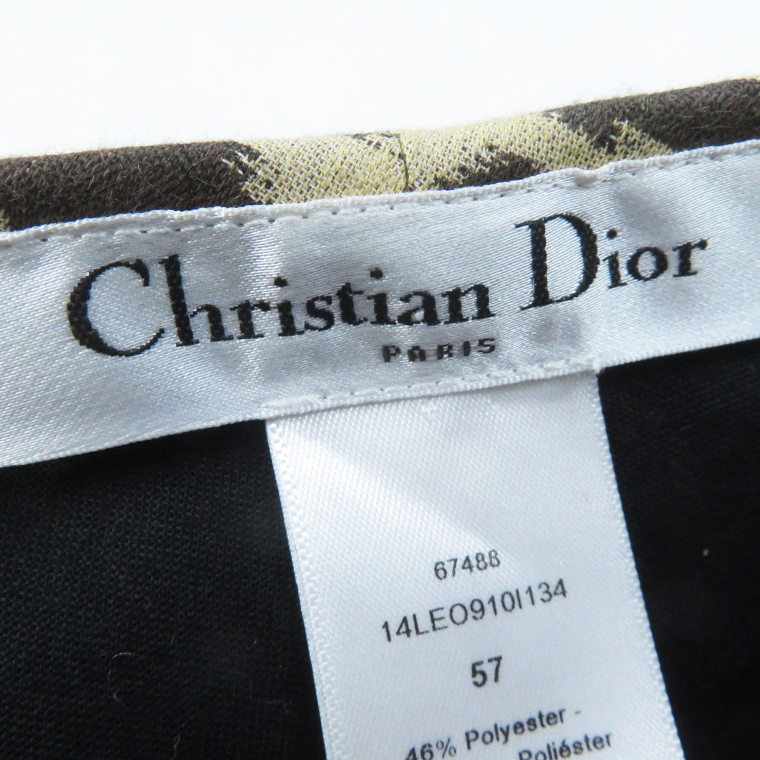 Christian Dior beret 14LEO910I134 Outer: 46% polyester, Outer: 46% cotton, Outer: 8% polyurethane, Lining: 100% cotton, Part: 46% cotton Beige dark brown Women 57 Used Authentic