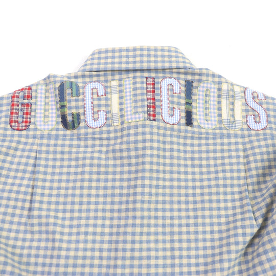 GUCCI Long sleeve shirt 734889 Main: 100% cotton, part: 69% polyester, part: 21% nylon, part: 10% cotton, part: 50% cotton blue mens 42 Used Authentic