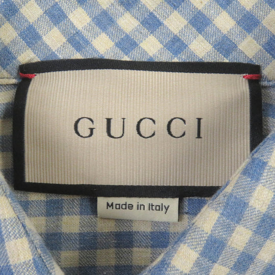 GUCCI Long sleeve shirt 734889 Main: 100% cotton, part: 69% polyester, part: 21% nylon, part: 10% cotton, part: 50% cotton blue mens 42 Used Authentic